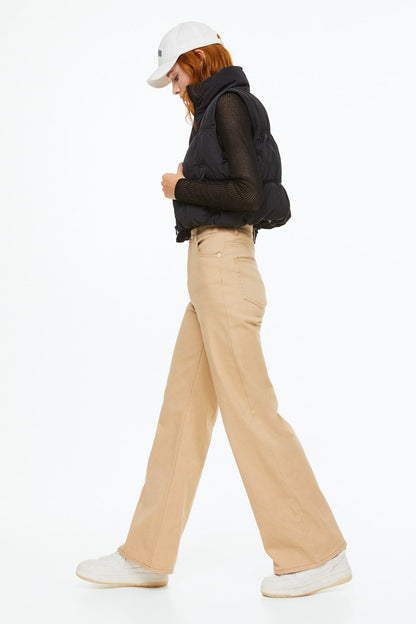 Wide-leg Twill Pants